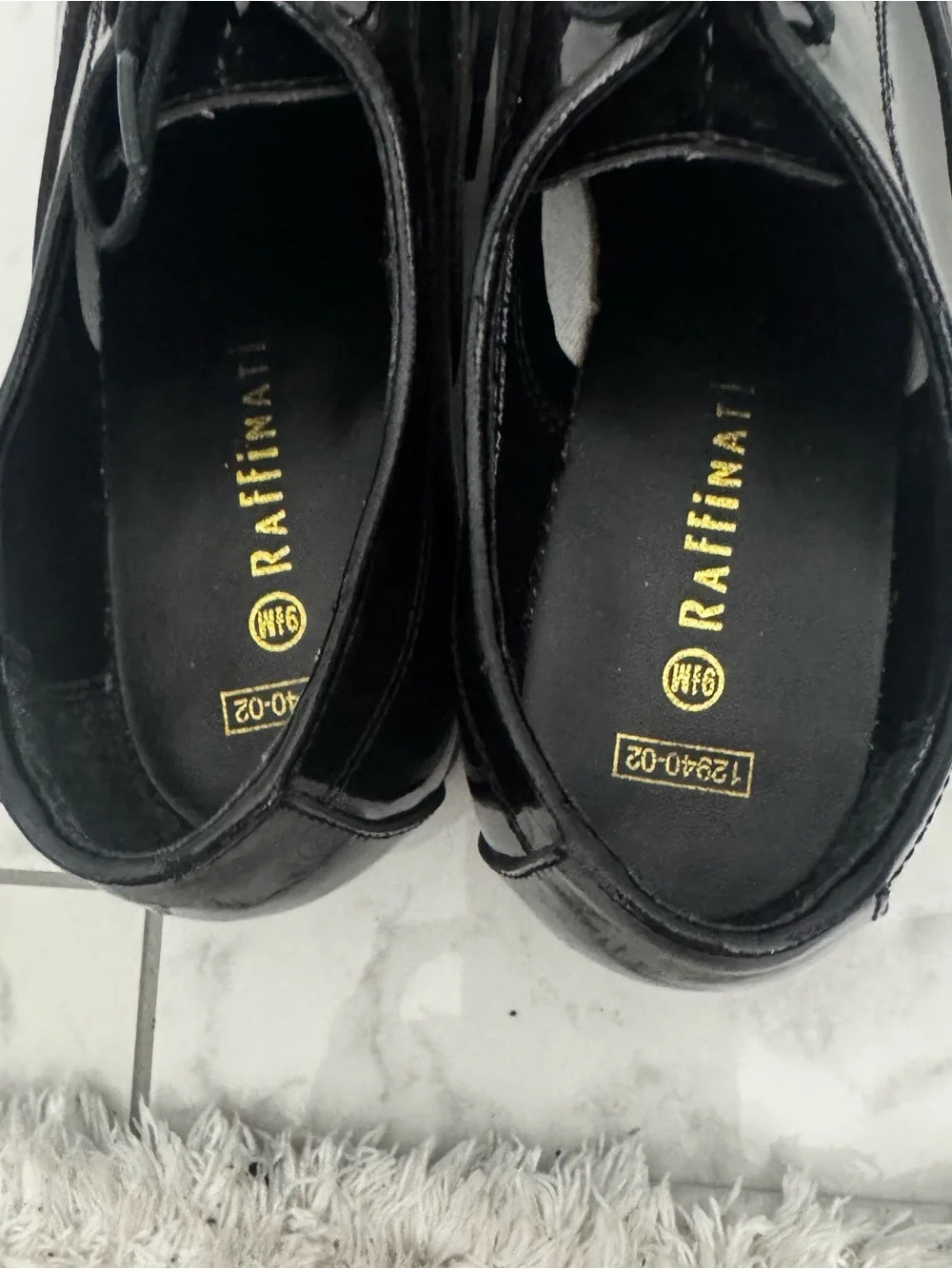 Raffi Black Patent Leather Cap-Toe Oxfords